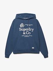 Superdry Blue Luxe Casual Embroidered Relaxed Hoodie - Image 6 of 7