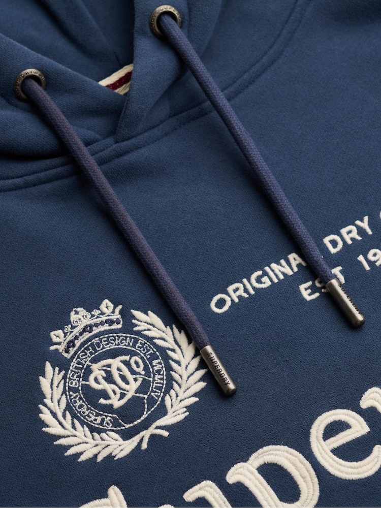 Superdry Blue Luxe Casual Embroidered Relaxed Hoodie - Image 7 of 7