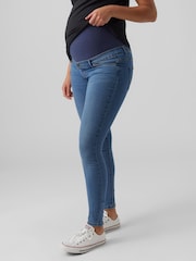 VERO MODA Blue Maternity Over The Bump Stretch Comfort Skinny Jeans - Image 1 of 7
