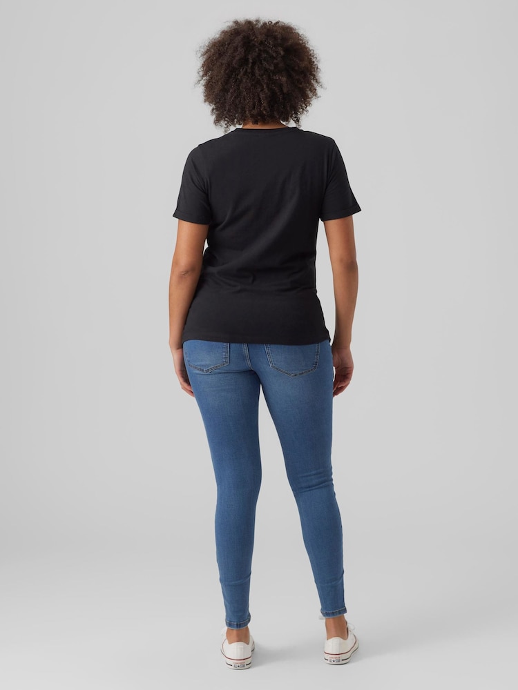 VERO MODA Blue Maternity Over The Bump Stretch Comfort Skinny Jeans - Image 2 of 7