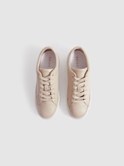 Reiss Nude Leanne Grained Leather Platform Trainers - Image 3 of 5