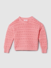 Reiss Pink Isobel 4-9 yrs Crochet Crew Neck Jumper - Image 2 of 6