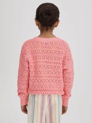 Reiss Pink Isobel 4-9 yrs Crochet Crew Neck Jumper - Image 5 of 6