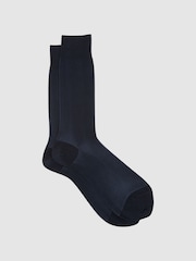 Reiss Navy Cory Two Tone Cotton Socks - Image 1 of 3