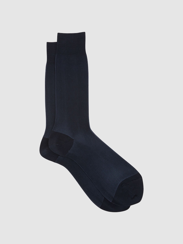Reiss Navy Cory Two Tone Cotton Socks - Image 1 of 3