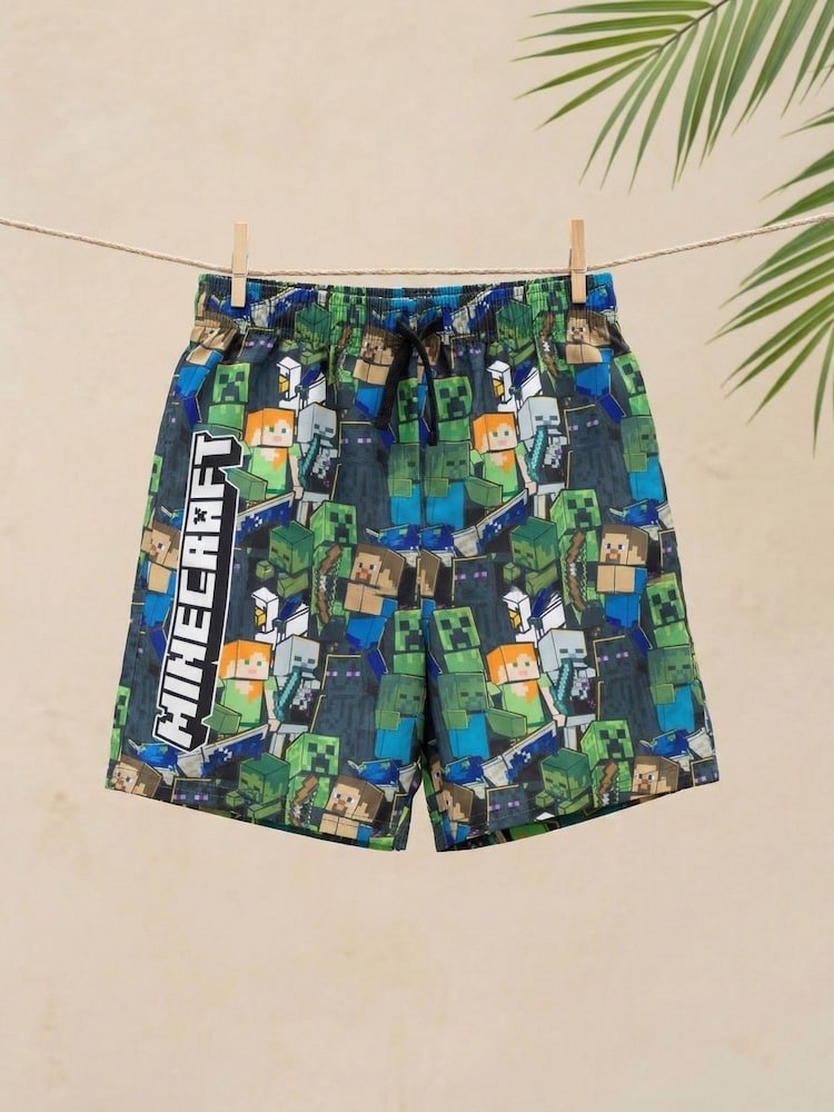 Vanilla Underground Green Minecraft Swim Shorts - Image 1 of 3 Vanilla Underground Green Minecraft Swim Shorts - Image 1 of 3
