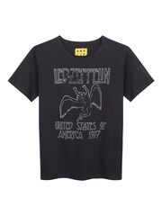 Amplified Kids 100% Cotton Led Zeppelin USA 1977 Black T-Shirt - Image 1 of 1