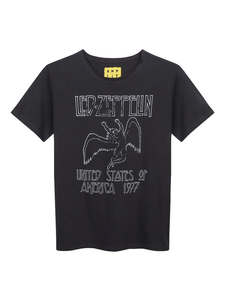 Amplified Kids 100% Cotton Led Zeppelin USA 1977 Black T-Shirt - Image 1 of 1
