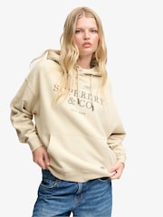Superdry Taupe Brown Luxe Casual Relaxed Hoodie - Image 1 of 5