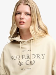 Superdry Taupe Brown Luxe Casual Relaxed Hoodie - Image 4 of 5