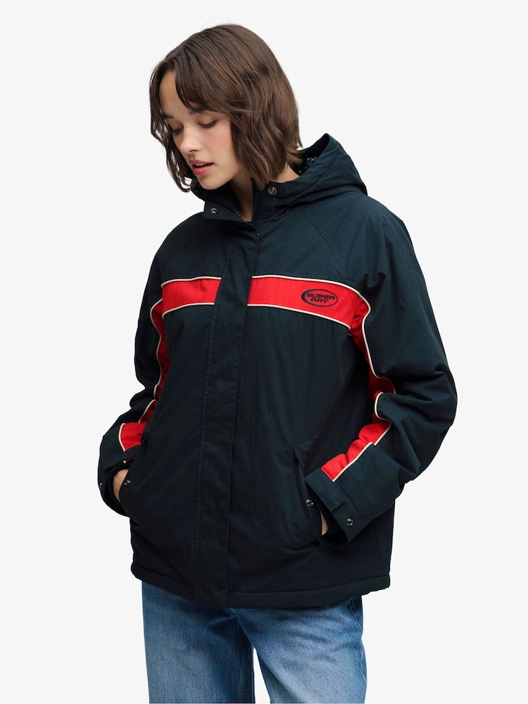 Superdry Blue Vintage Hooded Wind Jacket - Image 2 of 6 Superdry Blue Vintage Hooded Wind Jacket - Image 2 of 6
