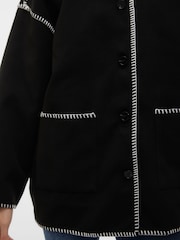 VERO MODA Black Stitch Detail Button Up Oversized Jacket - Image 5 of 6