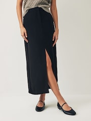 JDY Black Tailored Midi Skirt With Front Split - Image 1 of 5