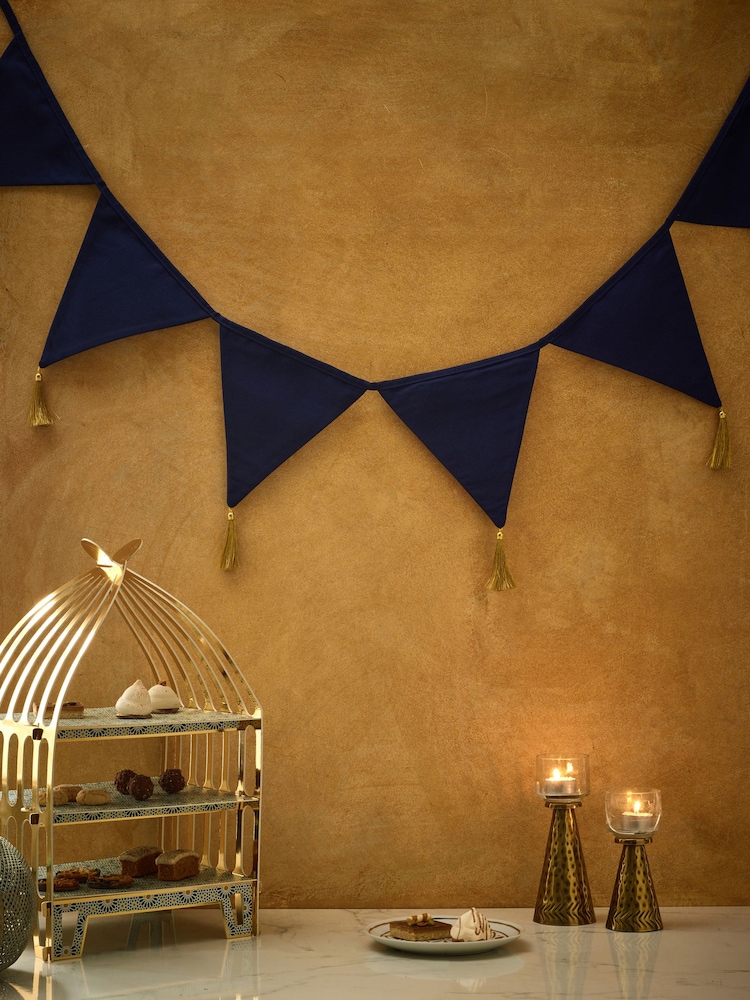 Navy Blue Eid Fabric Bunting - Image 1 of 4