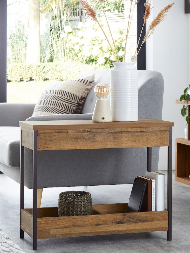 Dark Bronx Oak Effect Side Table - Image 1 of 7