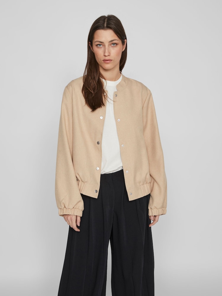 VILA Cream Bomber Jacket - Image 1 of 7