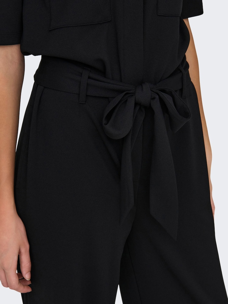JDY Black Utility Button Up Short Sleeve Jumpsuit - Image 5 of 5 JDY Black Utility Button Up Short Sleeve Jumpsuit - Image 5 of 5