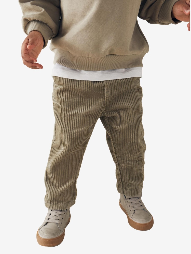 Sage Green Corduroy Pull On 100% Cotton Trousers (3mths-7yrs) - Image 1 of 7