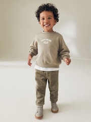 Sage Green Corduroy Pull On 100% Cotton Trousers (3mths-7yrs) - Image 2 of 7