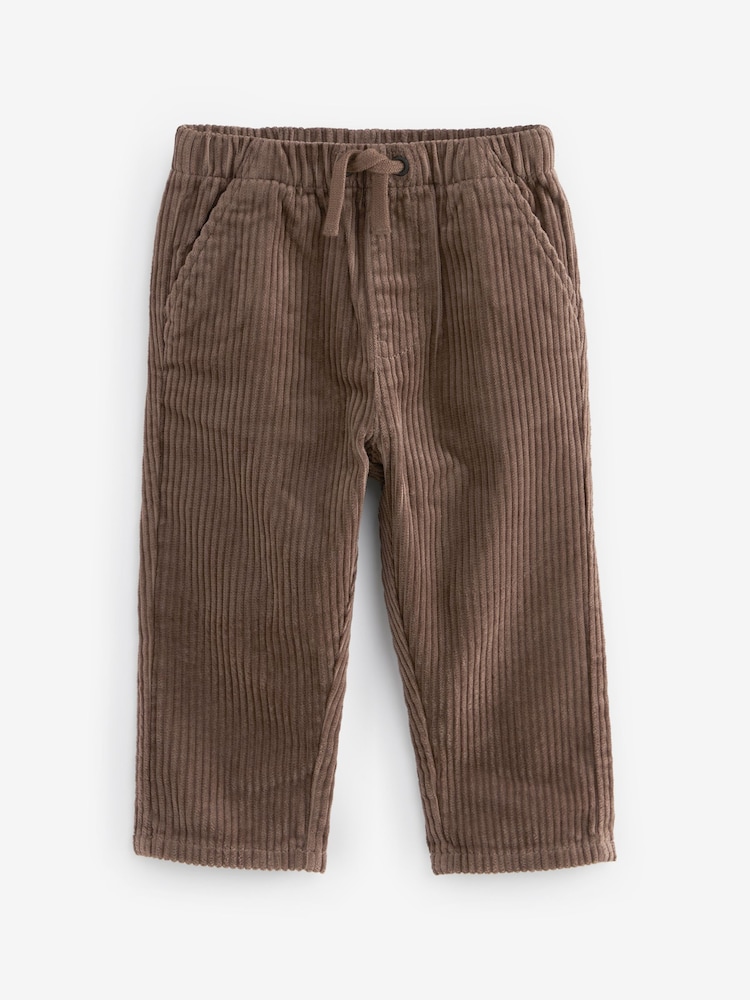 Taupe Brown Corduroy Pull On 100% Cotton Trousers (3mths-7yrs) - Image 1 of 2