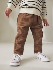 Tan Brown Check Corduroy Pull On 100% Cotton Trousers (3mths-7yrs) - Image 1 of 5