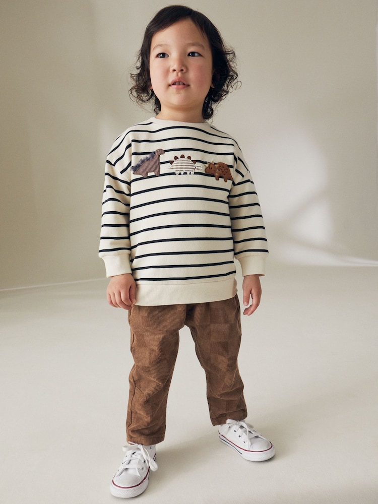 Tan Brown Check Corduroy Pull On 100% Cotton Trousers (3mths-7yrs) - Image 2 of 5