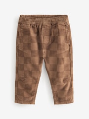 Tan Brown Check Corduroy Pull On 100% Cotton Trousers (3mths-7yrs) - Image 3 of 5