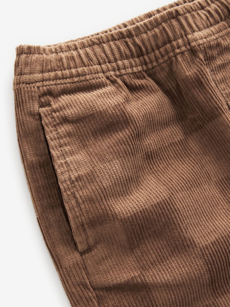 Tan Brown Check Corduroy Pull On 100% Cotton Trousers (3mths-7yrs) - Image 5 of 5