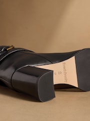 Russell & Bromley Black Leather Moore Knee High Block Heel Boots - Image 5 of 7