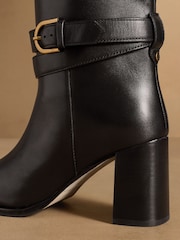 Russell & Bromley Black Leather Moore Knee High Block Heel Boots - Image 6 of 7