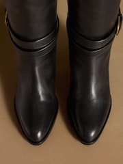 Russell & Bromley Black Leather Moore Knee High Block Heel Boots - Image 7 of 7