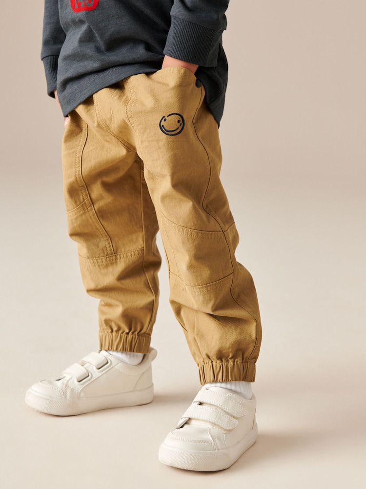 Tan Brown Seam Detail 100% Cotton Cargo Trousers (3mths-7yrs) - Image 1 of 6
