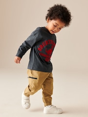 Tan Brown Seam Detail 100% Cotton Cargo Trousers (3mths-7yrs) - Image 2 of 6