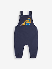 JoJo Maman Bébé Digger Latzhose & gestreiftes Top Set für Jungen mit Applikationen - Bild 2 von 5