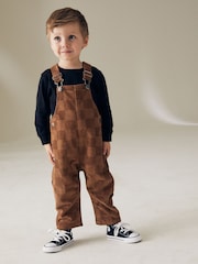 Tan Brown Corduroy Checkerboard 100% Cotton Dungaree (3mths-7yrs) - Image 1 of 10
