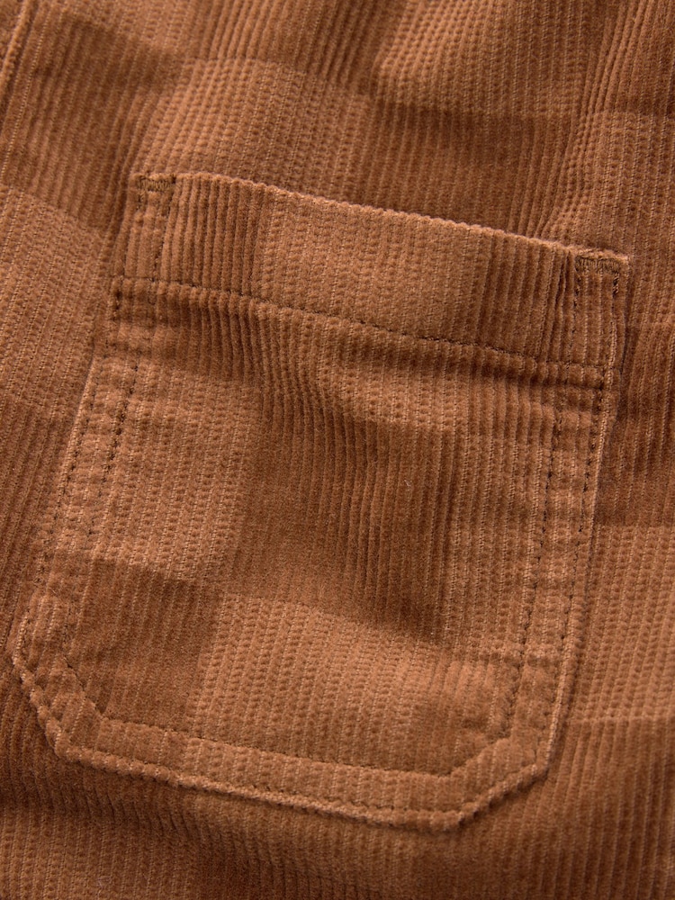 Tan Brown Corduroy Checkerboard 100% Cotton Dungaree (3mths-7yrs) - Image 10 of 10