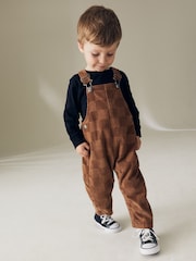 Tan Brown Corduroy Checkerboard 100% Cotton Dungaree (3mths-7yrs) - Image 2 of 10