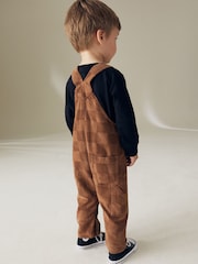 Tan Brown Corduroy Checkerboard 100% Cotton Dungaree (3mths-7yrs) - Image 3 of 10
