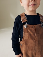 Tan Brown Corduroy Checkerboard 100% Cotton Dungaree (3mths-7yrs) - Image 5 of 10