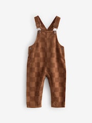 Tan Brown Corduroy Checkerboard 100% Cotton Dungaree (3mths-7yrs) - Image 6 of 10