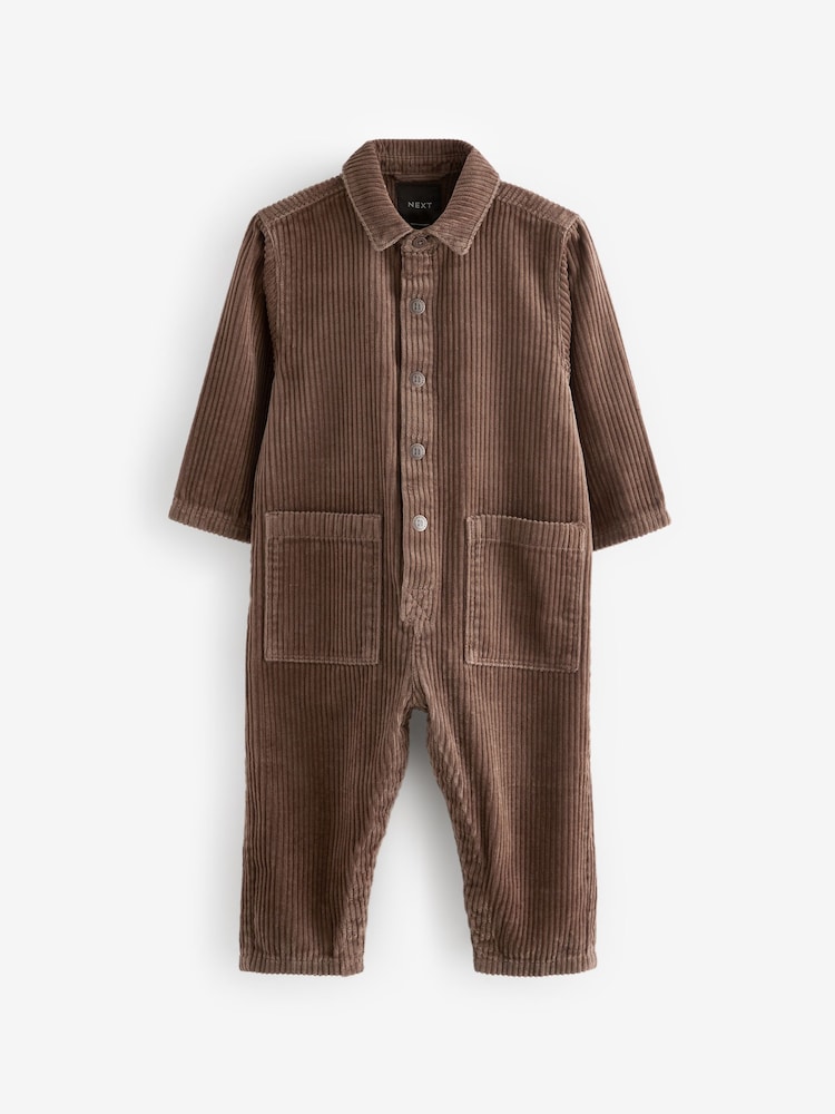 Soft Brown Corduroy 100% Cotton Boilersuit (3mths-5yrs) - Image 5 of 7