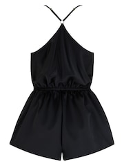 Pour Moi Black Dusk Satin Frill Playsuit - Image 4 of 4