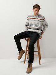 Ecru Snowflake Crew Neck Regular Knitted Christmas Jumper - Image 2 of 7