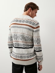 Ecru Snowflake Crew Neck Regular Knitted Christmas Jumper - Image 3 of 7