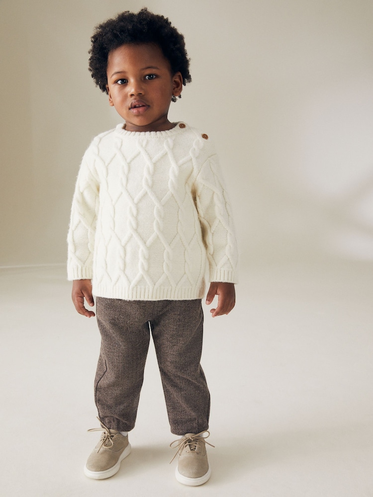 Brown Cosy Pull On Smart Trousers (3mths-7yrs) - Image 2 of 7