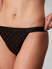 Calvin Klein High Leg Thong - Emblem Flokket Netting - Bilde 4 av 6