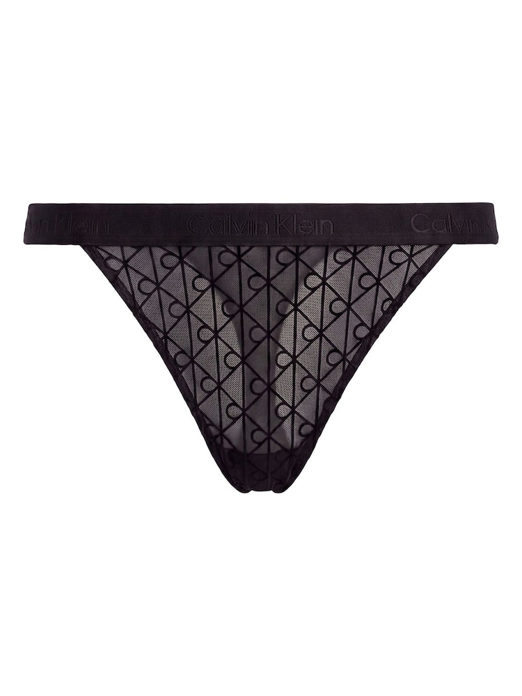 Calvin Klein High Leg Thong - Emblem Flokket Netting - Bilde 6 av 6