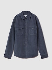Reiss Dark Airforce Bonucci Corduroy Twin Pocket Overshirt - Image 2 of 6