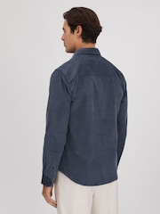 Reiss Dark Airforce Bonucci Corduroy Twin Pocket Overshirt - Image 5 of 6