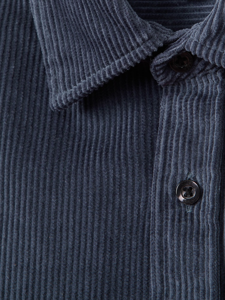 Reiss Dark Airforce Bonucci Corduroy Twin Pocket Overshirt - Image 6 of 6